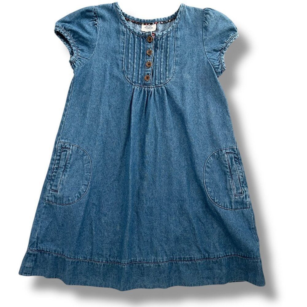 Mini Boden Short Sleeve Denim Dress with Pockets Size 7-8Y